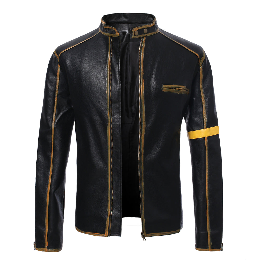 Herren Lederjacke mit Stehkragen