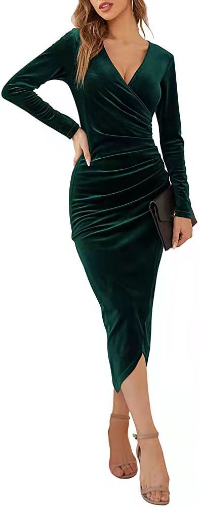 Damen Wickelkleid mit figurumspielendem Schnitt und elegantem V-Ausschnitt R&B