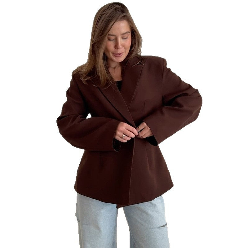 Damen eleganter Oversize-Blazer mit doppelter Knopfleiste R&B