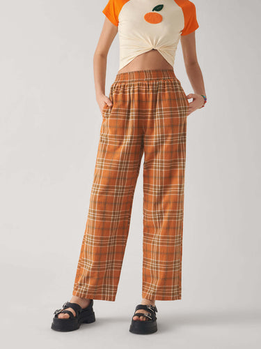 Damen Kariertes Culotte-Hose mit elastischem Bund R&B
