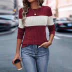 Damen Strickoberteil mit modischem Blockdesign und komfortablem Schnitt R&B