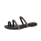 Damen Designer Zehensteg-Sandalen mit elegantem Kettenakzent R&B