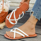 Damen Bequeme Zehentrenner-Sandalen mit modischem Design und hygienischem Fußbett EB