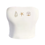 Damen Bandeau-Top im maritimen Design mit muschelförmigen Motiven R&B