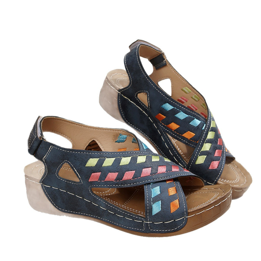 Damen offene Freizeit-Sandalen mit kunstvollem Flechtmuster R&B