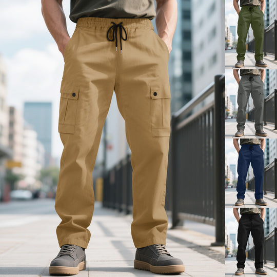 Herren nan urbane utilitarische Cargohose mit elastischem Komfortbund, Tunnelzug und verschließbaren Klappentaschen R&B