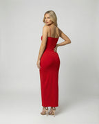 Damen elegantes Midikleid mit Spaghettiträgern