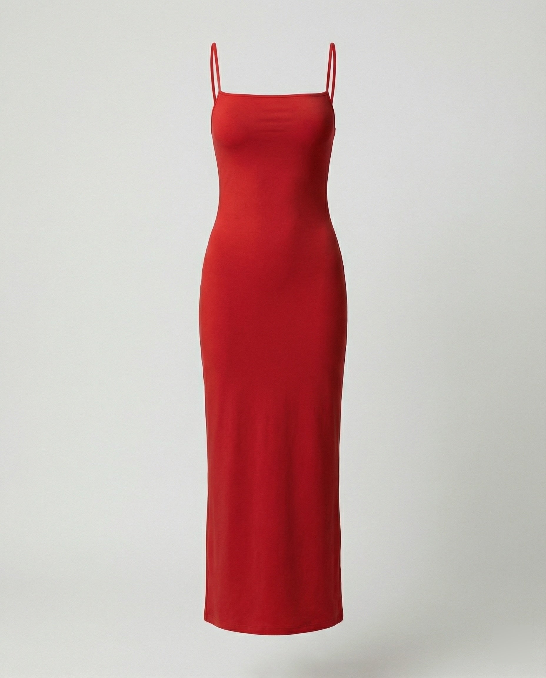Damen elegantes Midikleid mit Spaghettiträgern