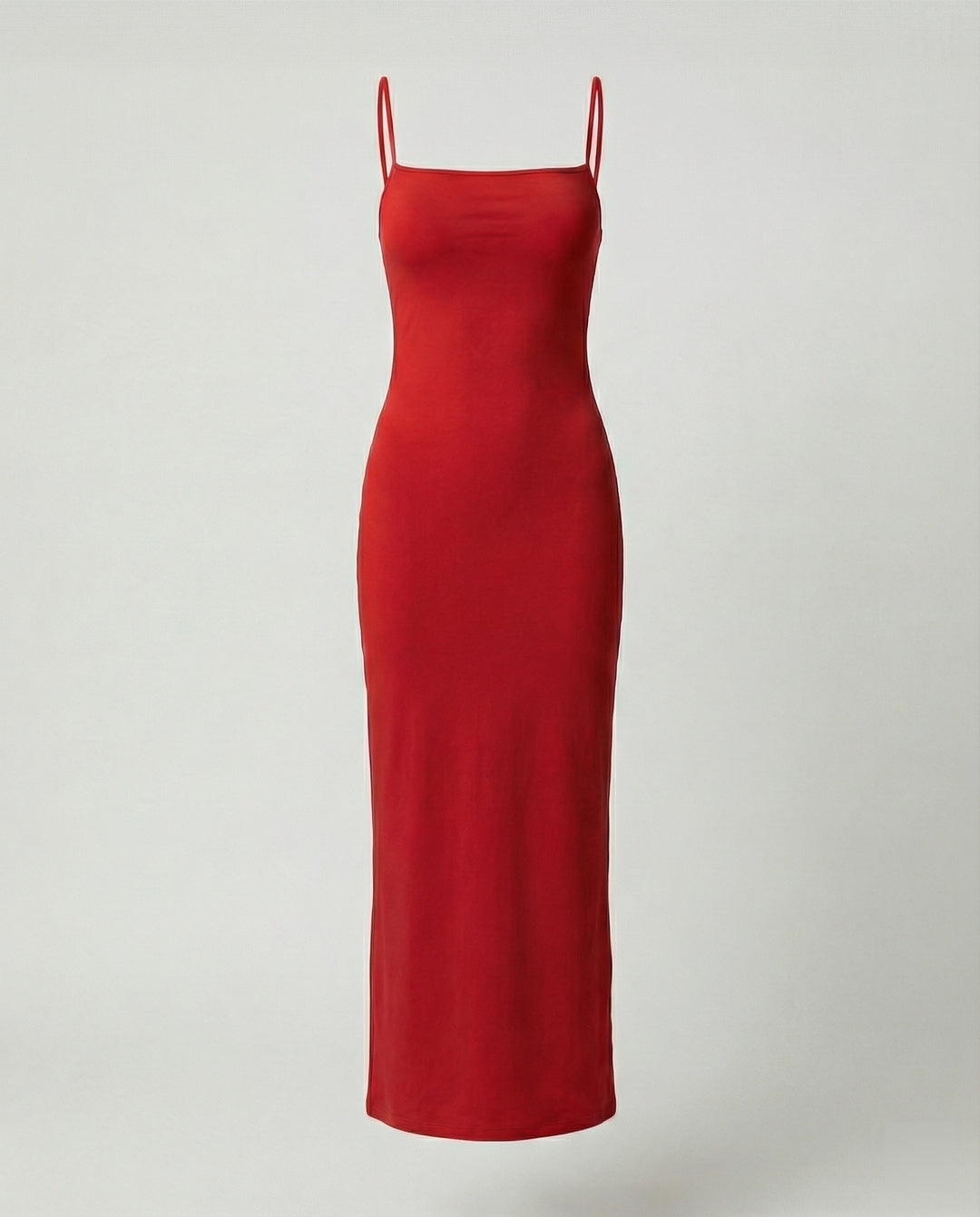 Damen elegantes Midikleid mit Spaghettiträgern