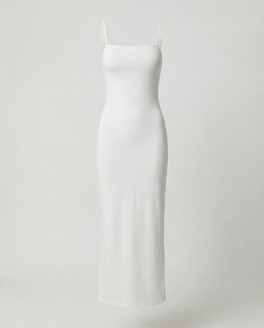 Damen elegantes Midikleid mit Spaghettiträgern