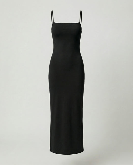 Damen elegantes Midikleid mit Spaghettiträgern