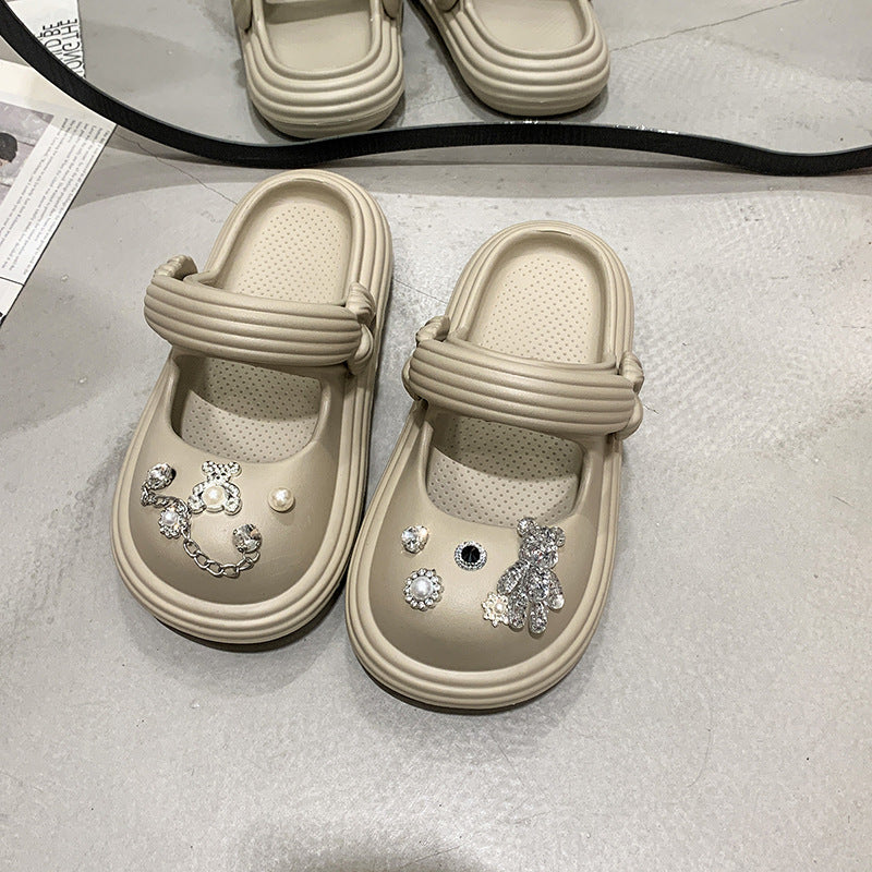 Damen Sandalen mit funkelnden Dekoren und praktischem Riemenverschluss R&B