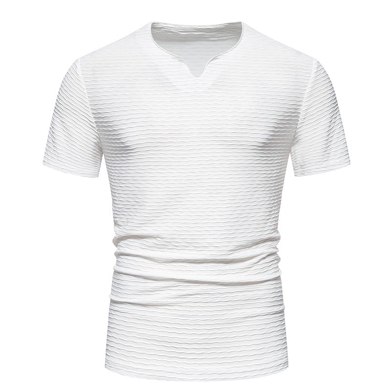 Herren Kurzarm T-Shirt mit strukturiertem Wellenmuster