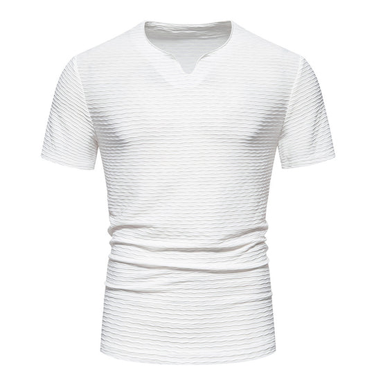 Herren Kurzarm T-Shirt mit strukturiertem Wellenmuster R&B