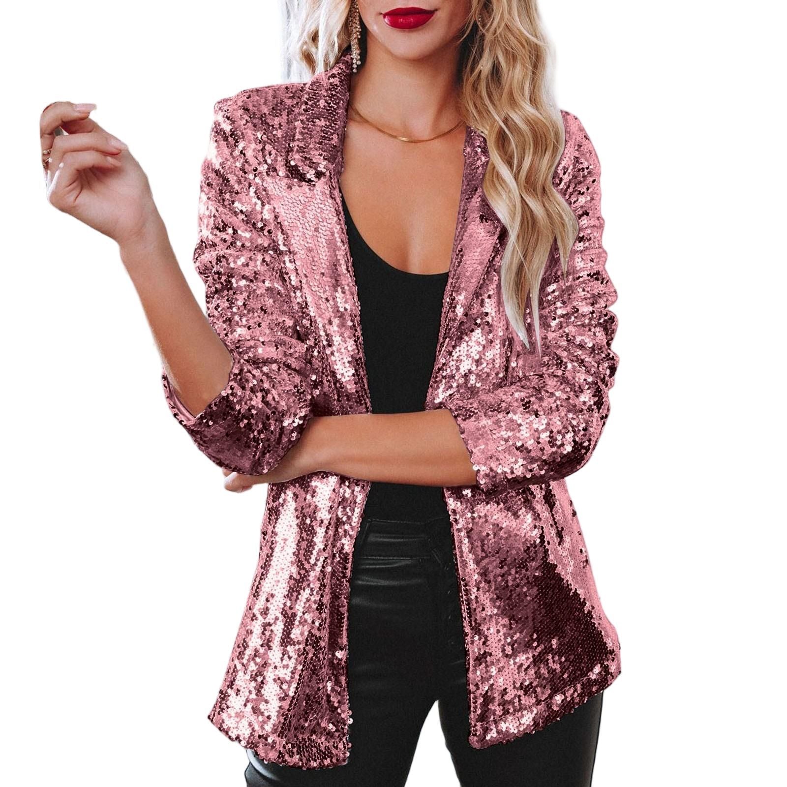 Damen Glitzerblazer mit schimmernden Pailletten und elegantem Schnitt R&B