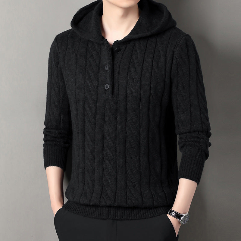 Herren Kapuzenpullover mit strukturierter Strickoptik