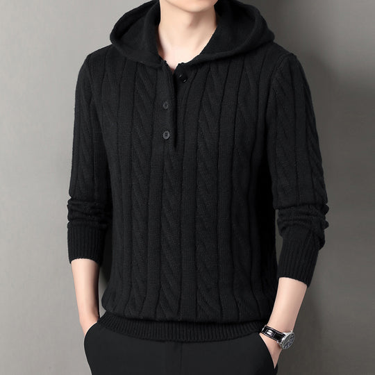 Herren Kapuzenpullover mit strukturierter Strickoptik R&B