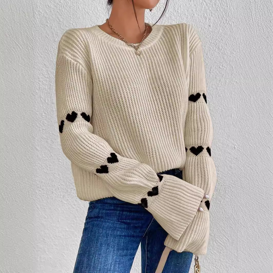 Damen Pullover mit romantischem Herzdesign R&B