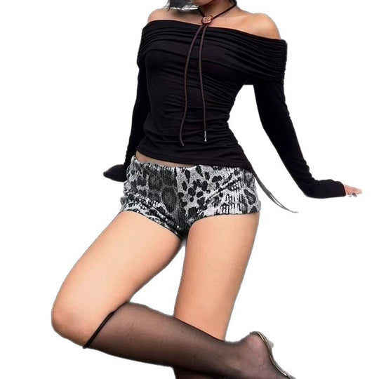 Damen Glitzernde Animal-Print Shorts R&B