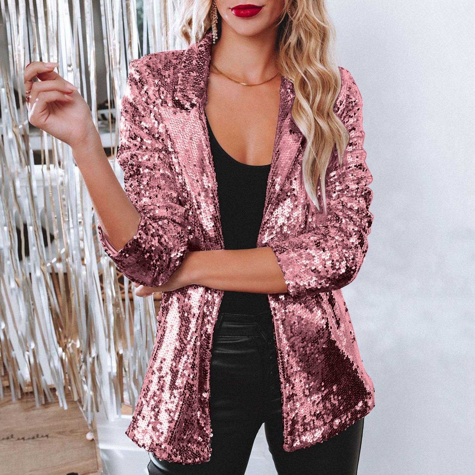 Damen Blazer mit Paillettenbesatz R&B