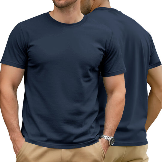 Herren nan Basic Kurzarm-T-Shirt aus hochwertigem Baumwollmix mit Rundhalsausschnitt, flachen Nähten und Regular Fit R&B