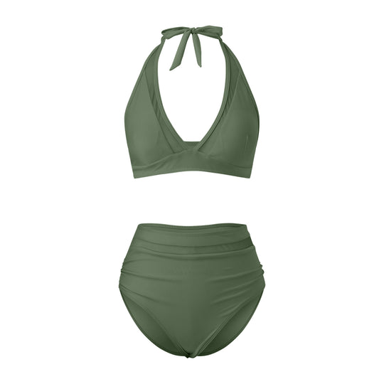Damen Hochtailliertes Bademoden-Set mit stylischem Haltertop R&B