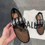 Damen Modische Mesh-Sandalen mit metallischem Akzent R&B