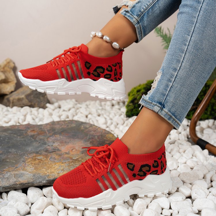 Damen Sportliche Sneakers mit modischem Leo-Design R&B