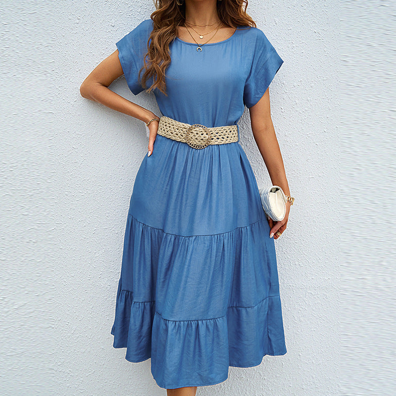 Damen Midikleid mit voluminösem Rock und eleganten Rüschendetails R&B