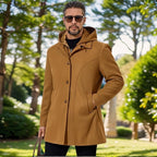 Herren elegante Übergangsjacke mit Kapuze und ausgestellten Abnähern R&B