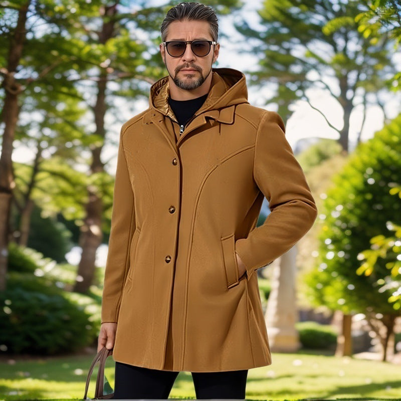 Herren elegante Übergangsjacke mit Kapuze und ausgestellten Abnähern R&B