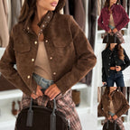 Damen elegante Jacke aus weichem Wildleder mit Knopfdetails R&B