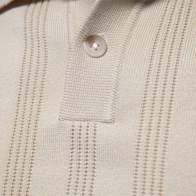 Herren Kurzarm Polo-Shirt mit strukturiertem Streifenmuster