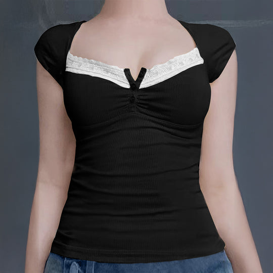 Damen Ripp-Trägershirt mit setzen Spitze R&B