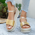 Damen Wedge-Sandaletten mit modischem Korkdesign und komfortablem Fußbett R&B