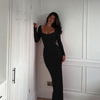 Damen transparentes Maxikleid mit figurformendem Schnitt R&B