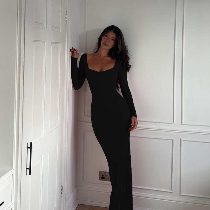Damen transparentes Maxikleid mit figurformendem Schnitt R&B