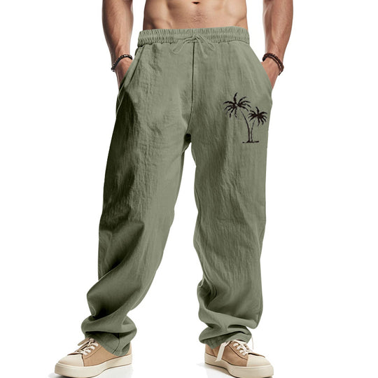 Herren lässige Strandhose mit hohem Tragekomfort und speziellen Palmenmotiven R&B