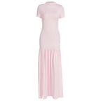 Damen Maxi-Kleid mit elegantem halblangen Ärmel und voluminösem Rock R&B