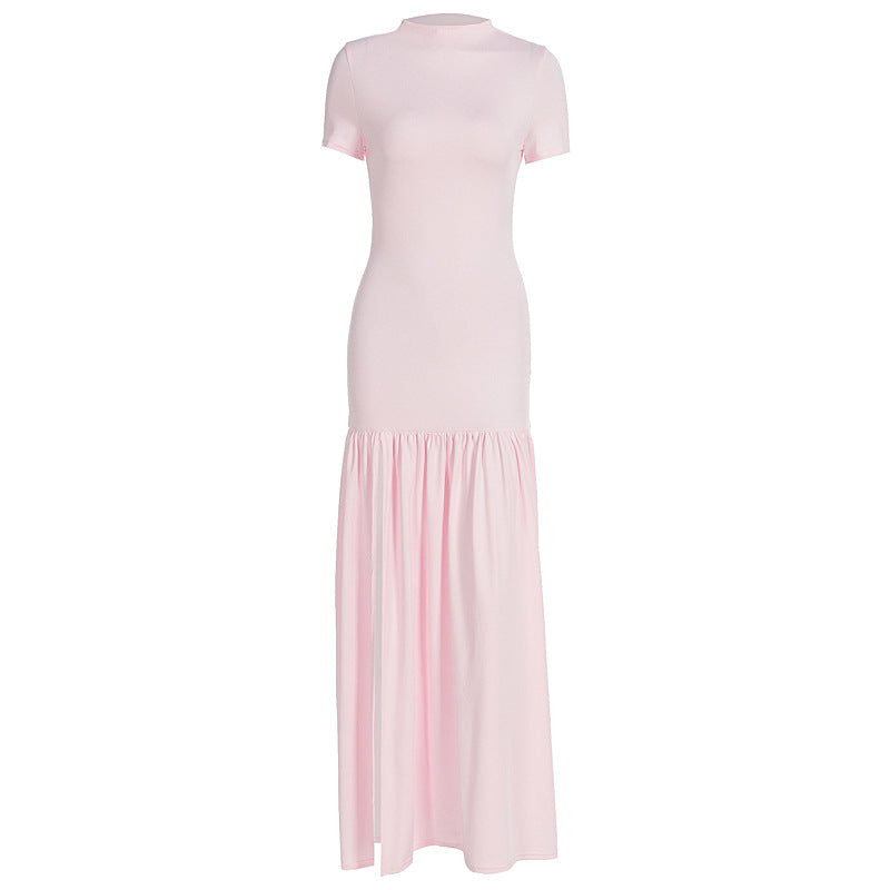 Damen Maxi-Kleid mit elegantem halblangen Ärmel und voluminösem Rock R&B
