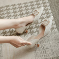 Damen modische Slingback-Pumps mit elegantem Perlenschmuck