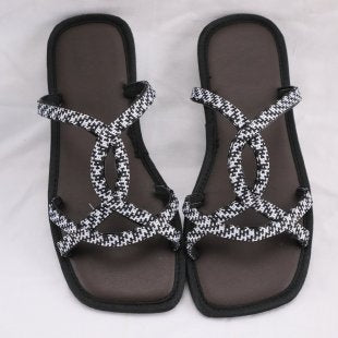 Damen Zehentrenner-Sandalen mit modischem Überkreuz-Design und ergonomischem Fußbett R&B