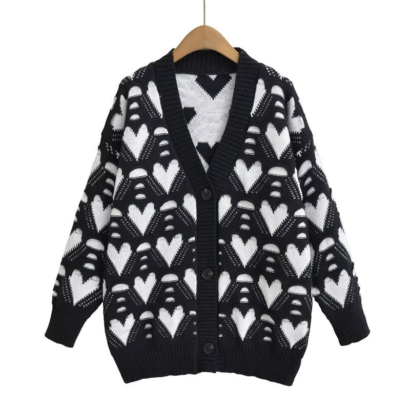 Damen Strickjacke mit Herzenmuster R&B