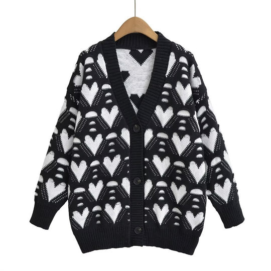 Damen Strickjacke mit Herzenmuster R&B
