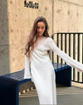 Damen Elegantes Strickkleid mit weitem Schnitt und langen Ärmeln R&B