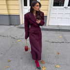 Damen eleganter Wollmantel mit strukturiertem Design und praktischen Taschen R&B