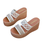 Damen Wedge-Sandalen mit geflochtenem Riemen und rutschfester Sohle