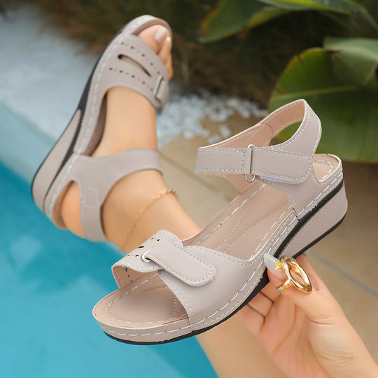Damen komfortable Wedge-Sandalen mit verstellbarem Riemendesign R&B