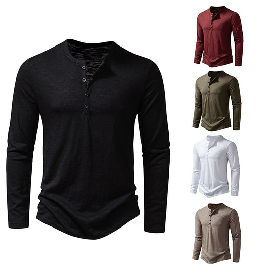Herren Langarmhenley mit Knopfleiste und lässigem Schnitt R&B