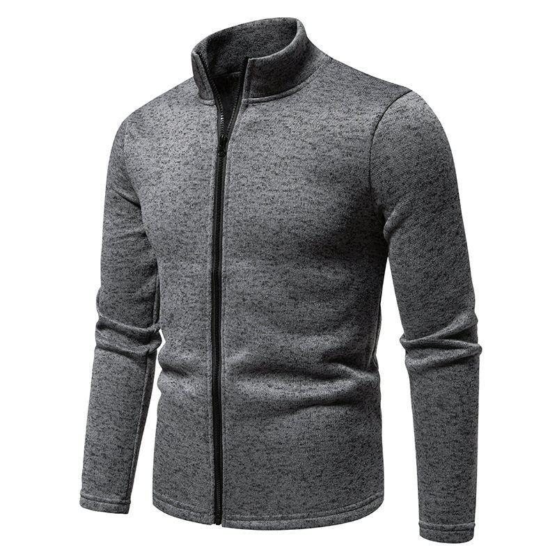 Herren Fleecejacke mit hoher Stehkragen und durchgehendem Reißverschluss R&B